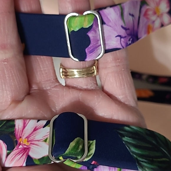 Kona Sol Navy Blue Floral Triangle Bikini Top size XL - Picture 6 of 6